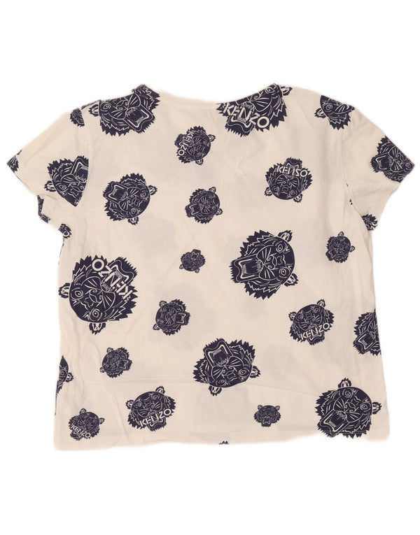 Camiseta feminina Kenzo com estampa gráfica UK 16 grande algodão branco