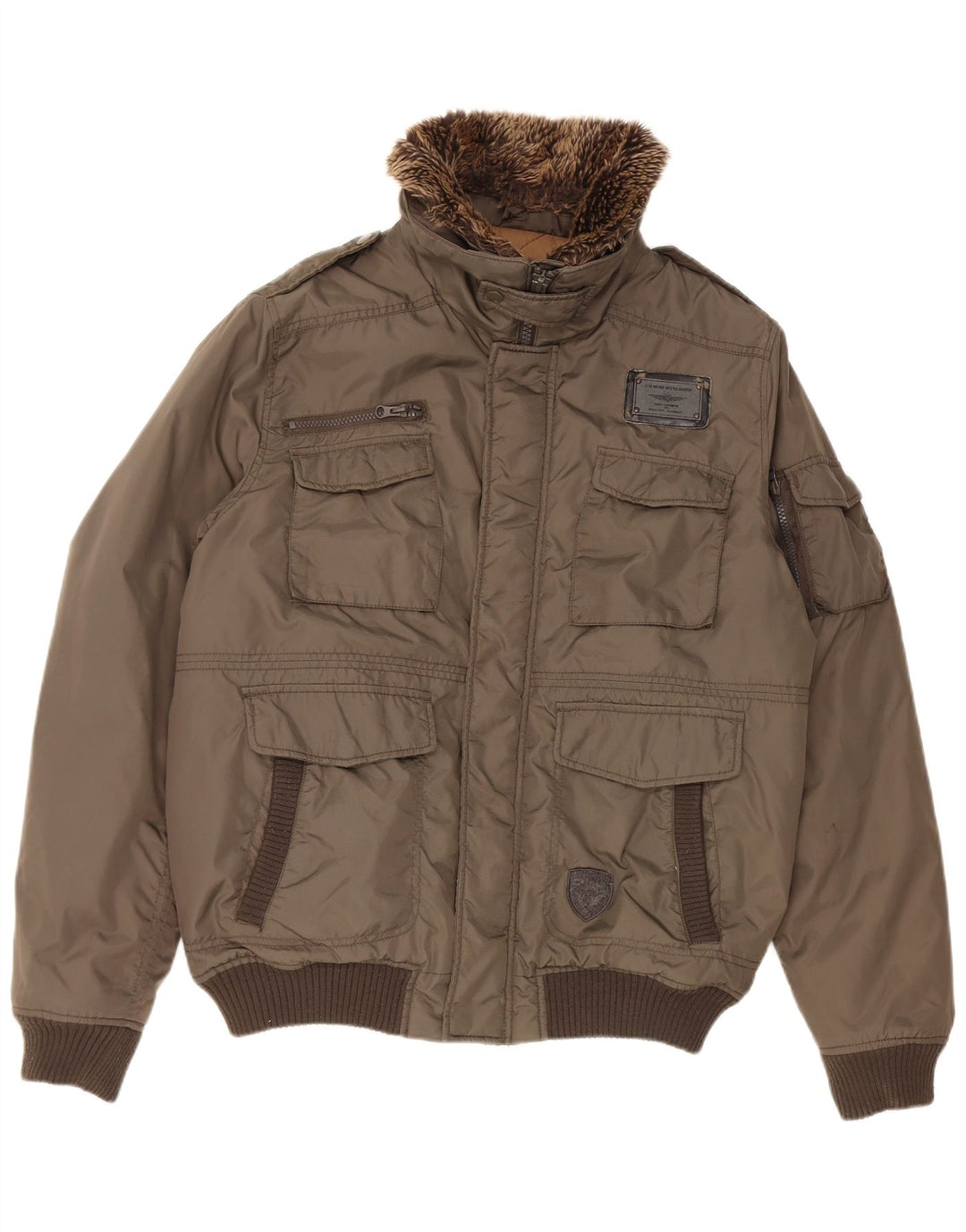 Jaqueta bomber militar masculina Celio UK 42 XL cáqui nylon