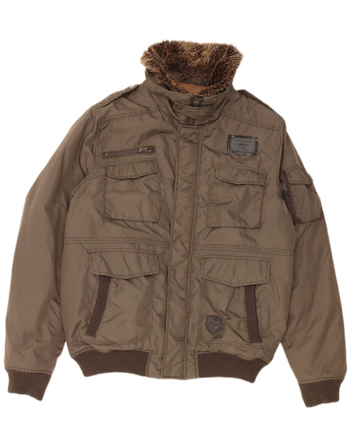 Jaqueta bomber militar masculina Celio UK 42 XL cáqui nylon