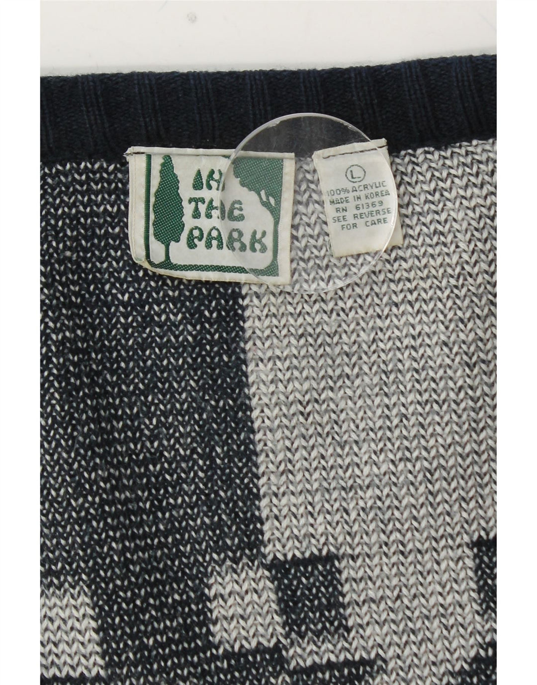 Suéter cardigã feminino VINTAGE grande Reino Unido 16 grande azul marinho geométrico