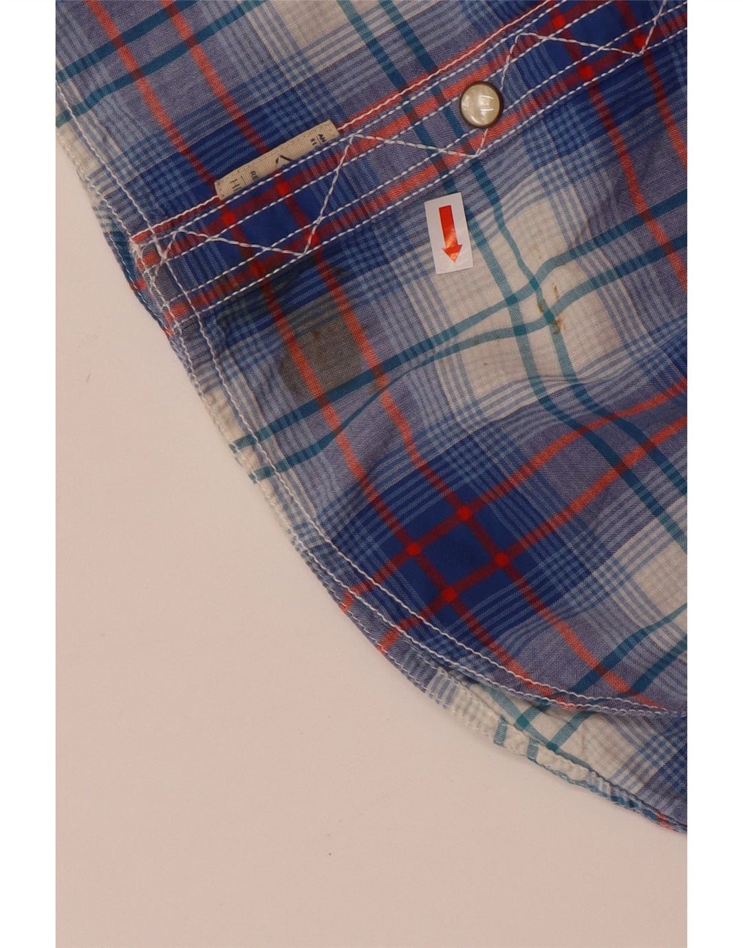 Camisa masculina Tommy Hilfiger de manga curta gráfica azul médio algodão xadrez