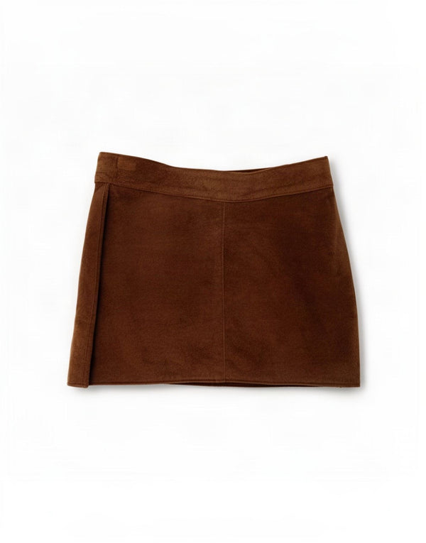 Mini saia feminina de camurça Zara IT 44 médio W25 marrom