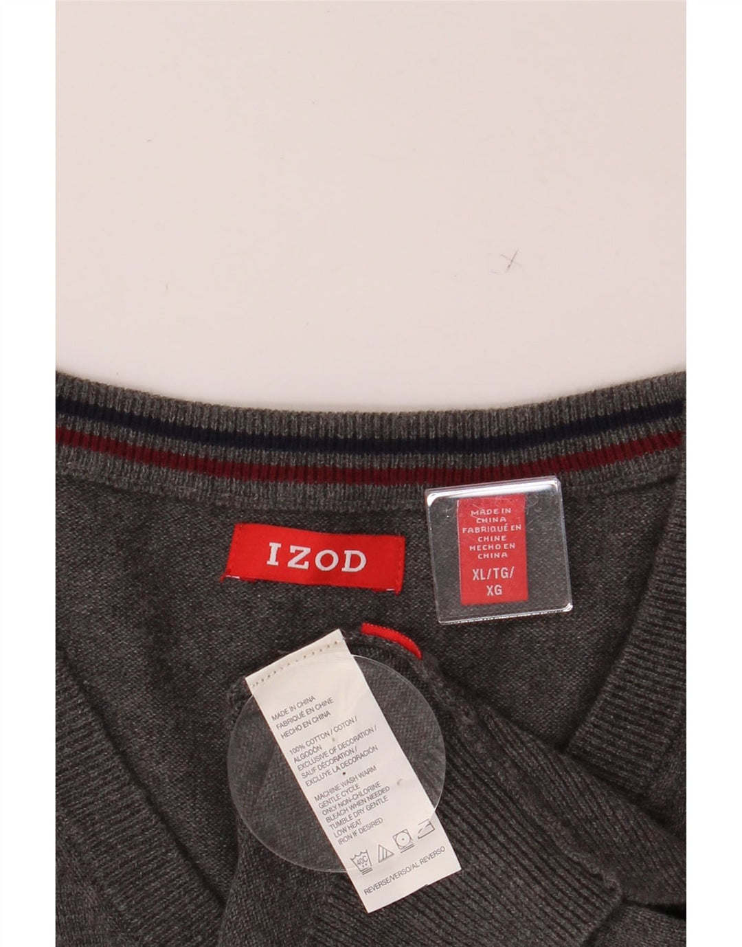 IZOD Mens Vest Tank Top XL Grey Cotton Vintage Izod and Second-Hand Izod from Messina Hembry 