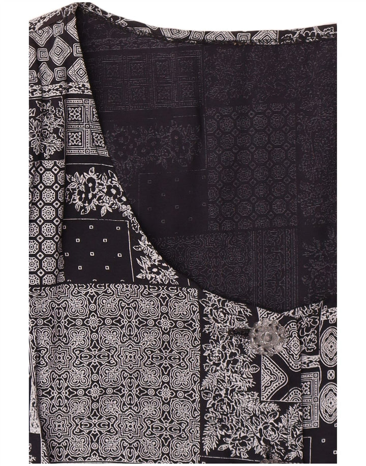 Vestido vintage feminino linha A UK 14 patchwork cinza médio