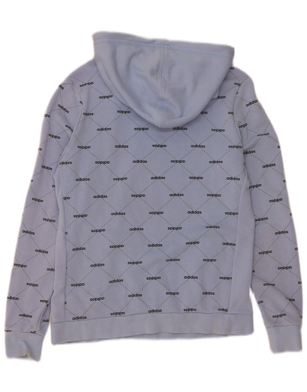 Adidas Womens Graphic Hoodie Jumper UK 12/14 Médio Azul Algodão