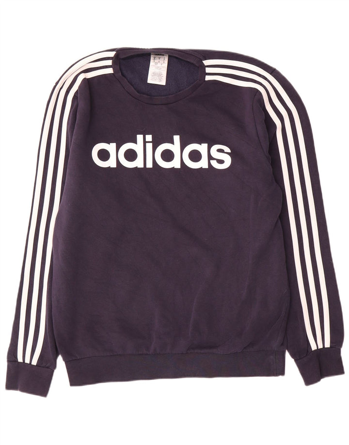 Adidas Mens Moletom Jumper Médio Azul Marinho Poliéster