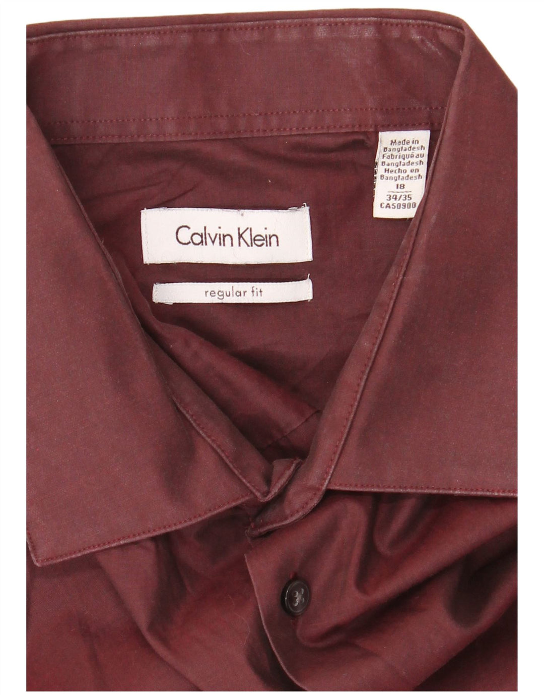 CALVIN KLEIN Camisa masculina de ajuste regular tamanho 18 2XL algodão marrom