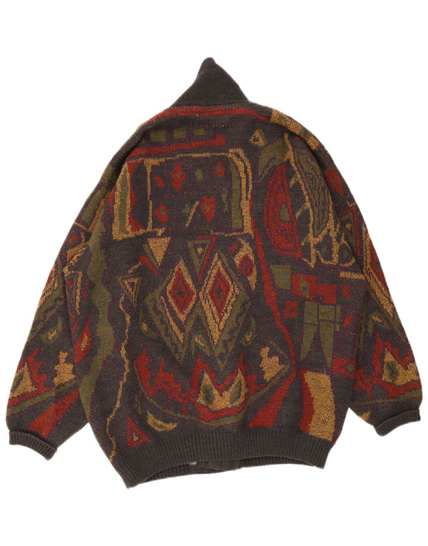 Frank Alexs Mens Cardigan Sweater IT 56 2XL Multicoloured Geometric