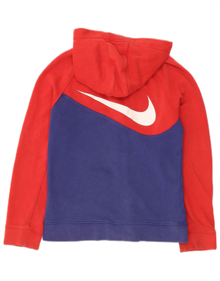 Suéter NIKE Boys Graphic Zip com capuz 12-13 anos grande bloco colorido vermelho