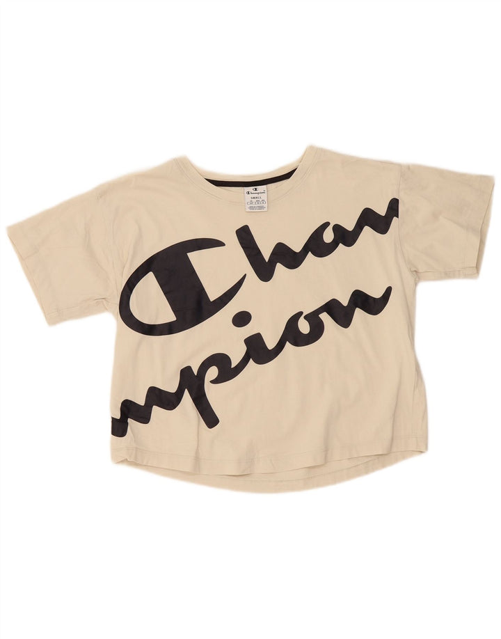 Camiseta feminina CHAMPION com estampa oversized UK 10 pequena bege