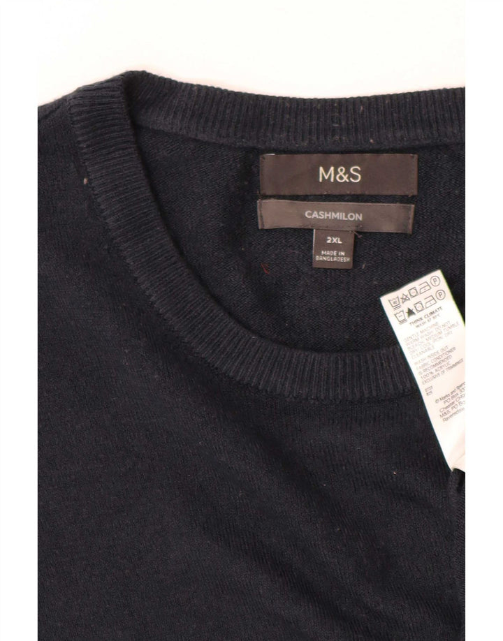 Suéter masculino Marks & Spencer com gola redonda 2XL azul marinho acrílico