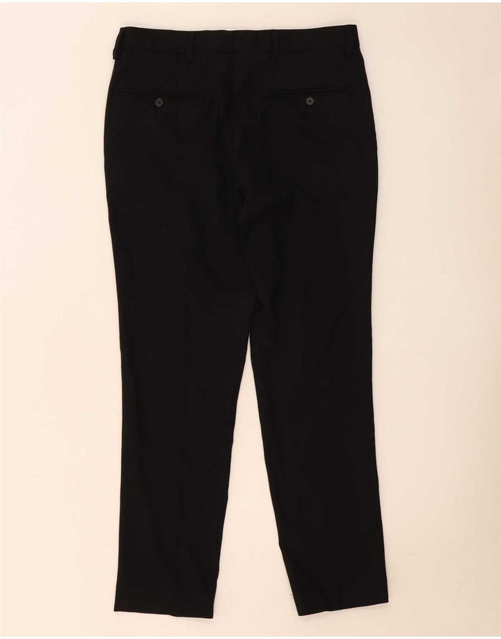 Calça masculina Marks & Spencer Slim Fit W32 L29 Lã Preta
