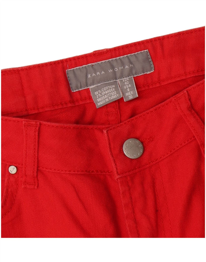 Calça jeans reta feminina Zara EU 40 médio W30 L31 algodão vermelho
