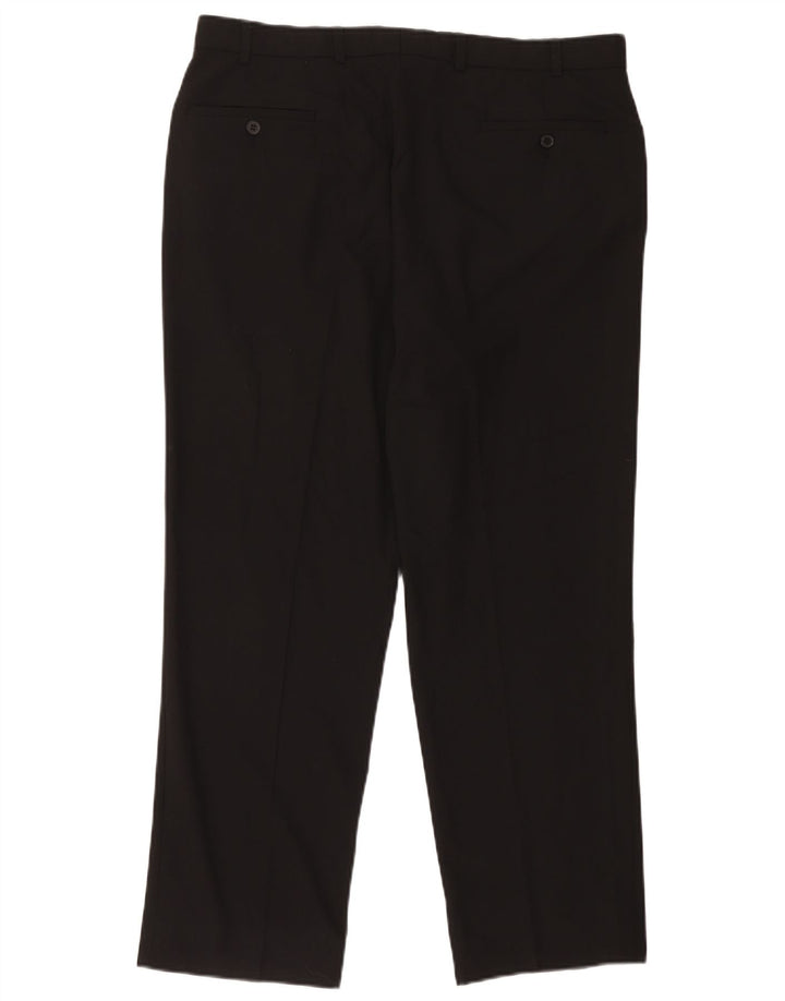 Calça masculina reta casual Marks & Spencer W36 L29 poliéster preto