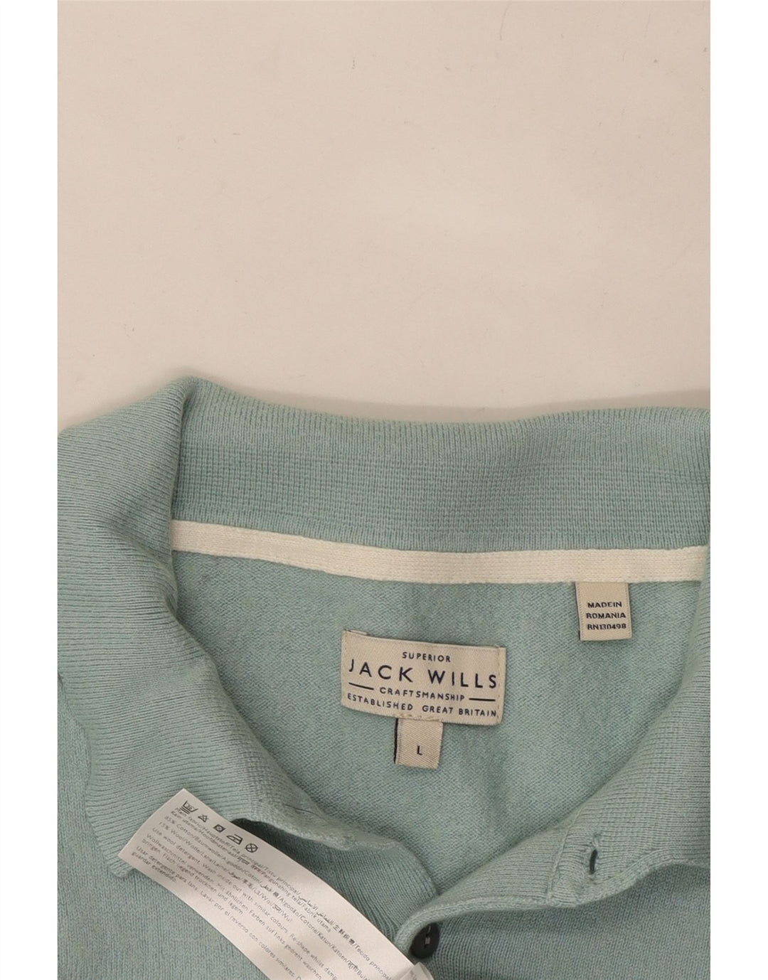 Suéter masculino JACK WILLS com gola polo e algodão azul grande