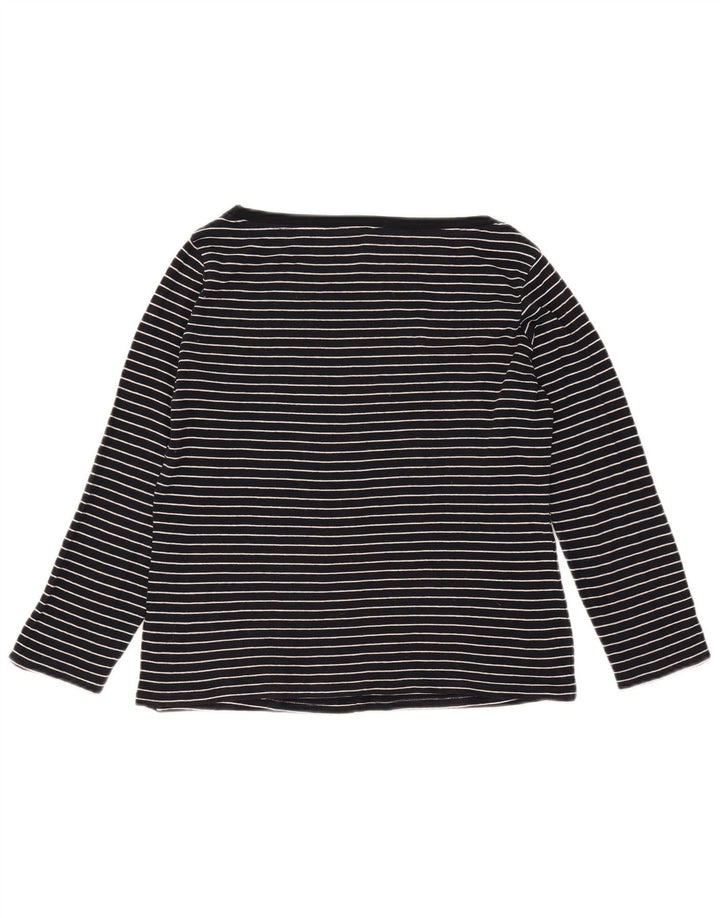 Top feminino Marks & Spencer de manga comprida UK 16 grande listra azul marinho