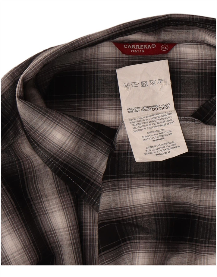 Camisa masculina de flanela Carrera XL preta xadrez algodão