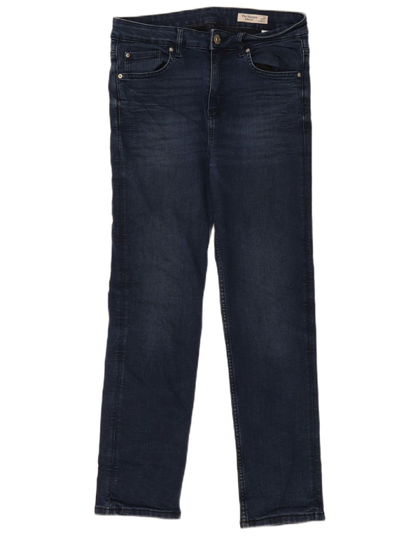 Jeans retos femininos Marks & Spencer UK 12 médio W30 L28 azul marinho