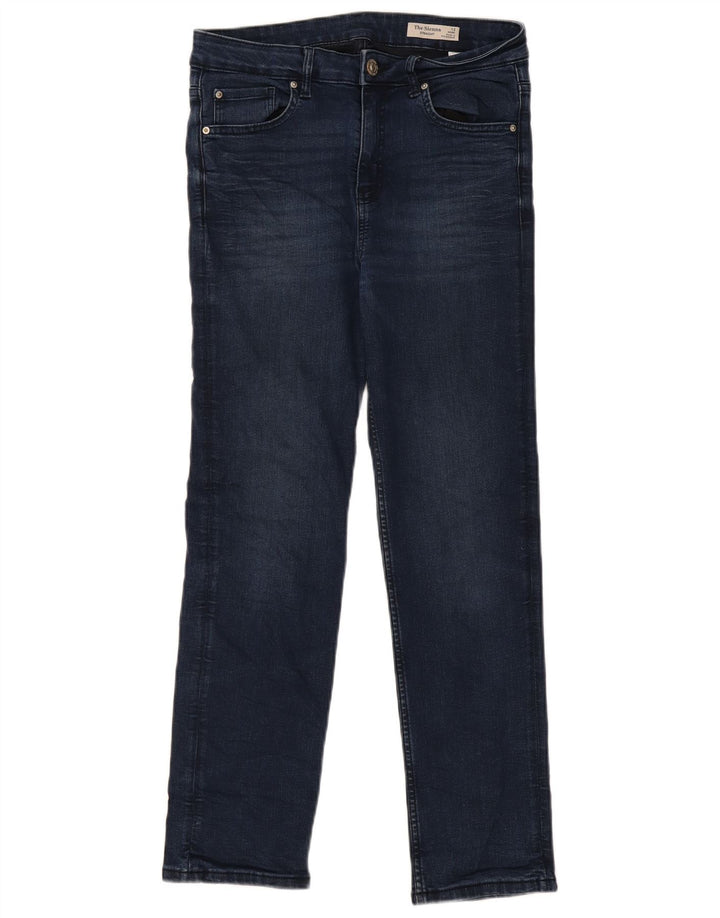 Jeans retos femininos Marks & Spencer UK 12 médio W30 L28 azul marinho