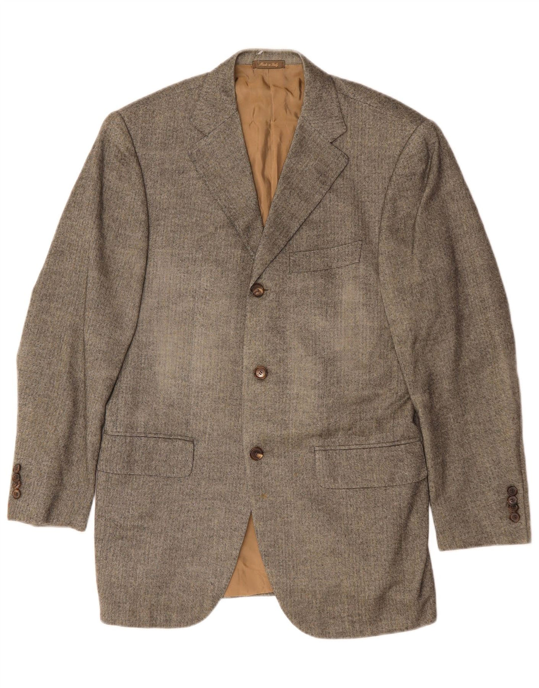Hugo Boss Jaqueta blazer masculina de 3 botões UE 46 pequena seda espinha de peixe verde