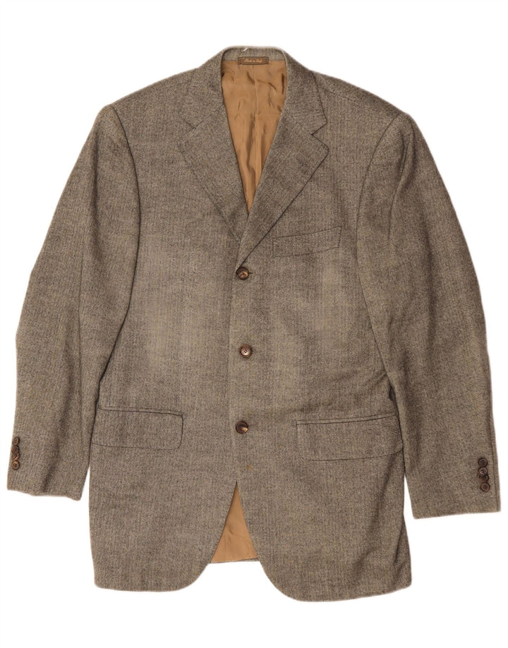 Hugo Boss Jaqueta blazer masculina de 3 botões UE 46 pequena seda espinha de peixe verde