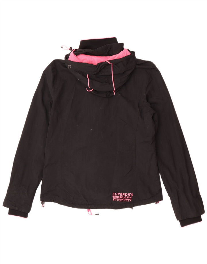 Jaqueta de chuva feminina Superdry com capuz Reino Unido 14 grande nylon preto