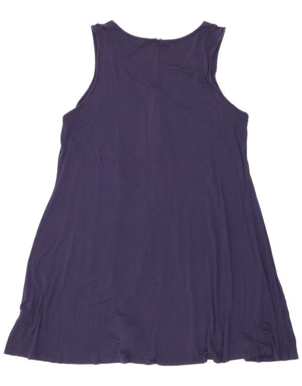 Vestido feminino Marks & Spencer sem mangas evasê UK 18 XL azul marinho viscose