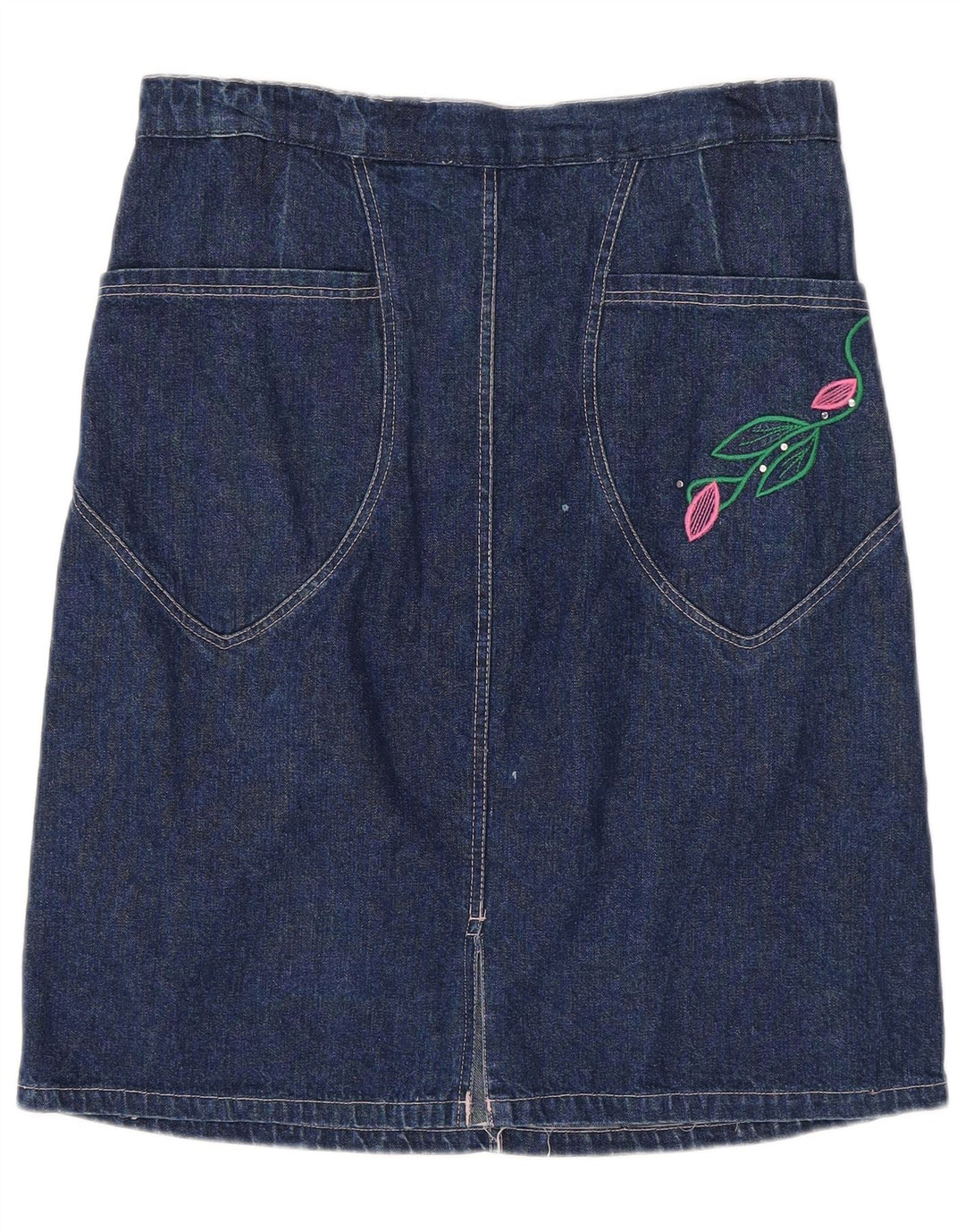 Saia jeans feminina VINTAGE W30 azul marinho médio