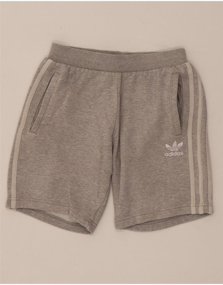 Shorts esportivos masculinos Adidas 11-12 anos algodão cinza