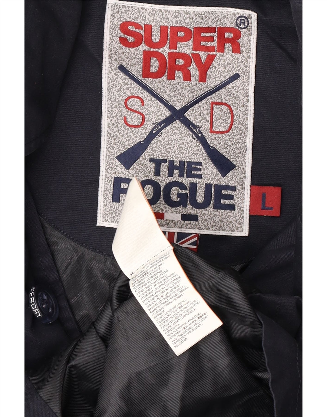 Superdry Mens Pea Coat UK 40 Grande Algodão Azul Marinho