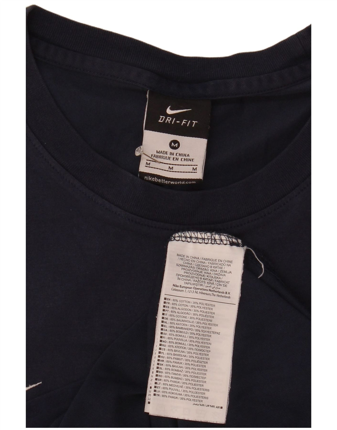 Camiseta masculina Nike Dri Fit Top médio algodão azul marinho