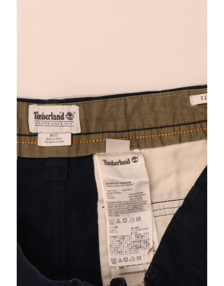 Timberland Mens Cargo Shorts W32 Médio Algodão Azul Marinho