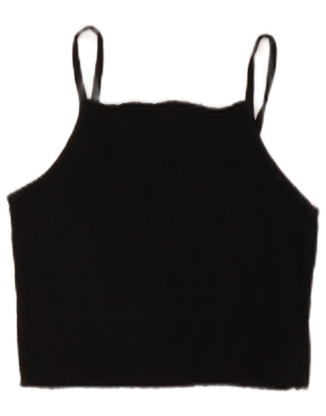 Zara Womens Crop Cami Top UK 12 Médio Algodão Preto
