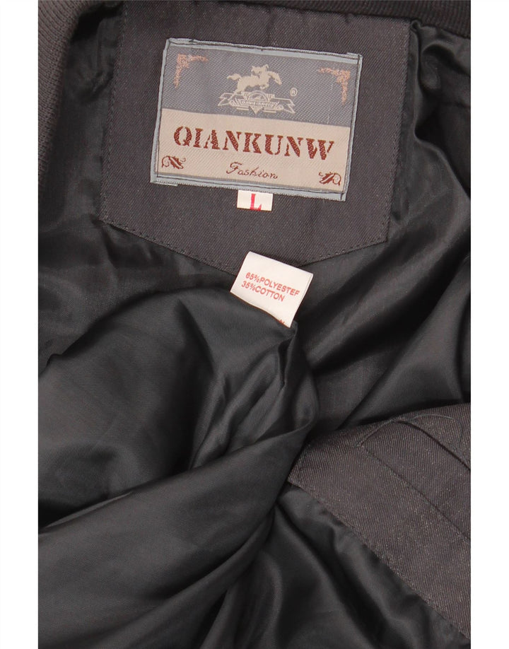 Jaqueta bomber masculina VINTAGE UK 40 grande poliéster colorblock preto