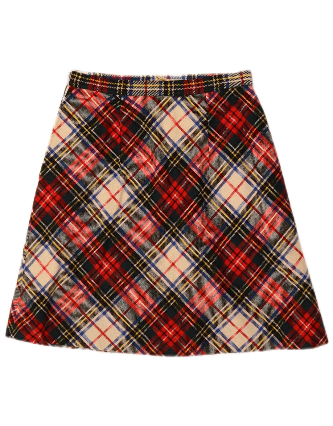 Saia vintage feminina linha A W24 XS xadrez multicolorida