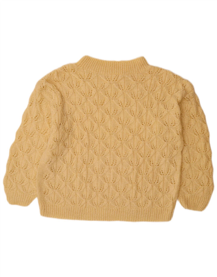 Suéter feminino VINTAGE com gola tartaruga Reino Unido 14 grande bege