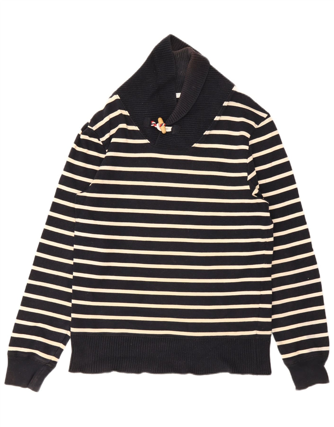 Zara Suéter masculino com gola xale médio listrado azul marinho