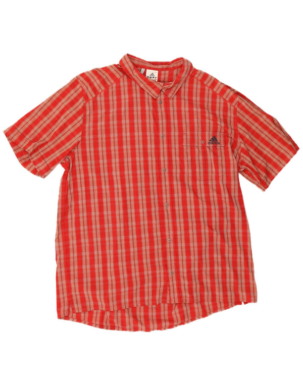 Adidas Mens Climalite Camisa de manga curta 2XL Red Check Poliamida
