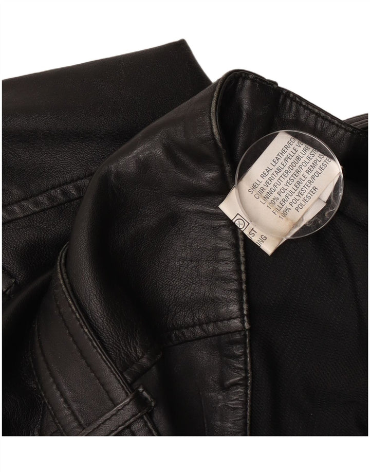 Jaqueta feminina de couro vintage para motociclista Reino Unido 14 couro preto grande