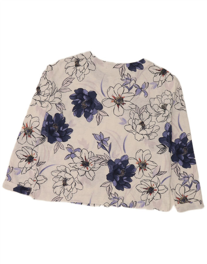 Marks & Spencer Top feminino oversized manga comprida Reino Unido 8 pequeno floral branco