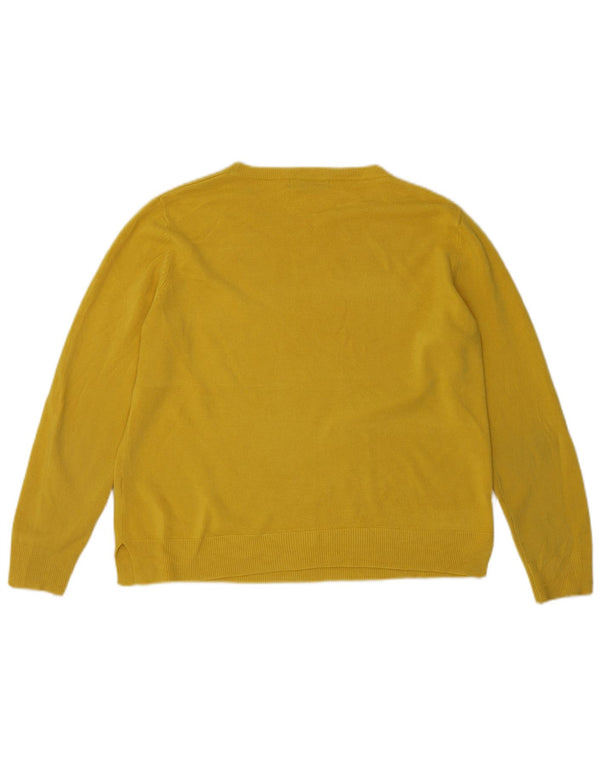 Suéter feminino Marks & Spencer com gola redonda Reino Unido 16 grande acrílico amarelo