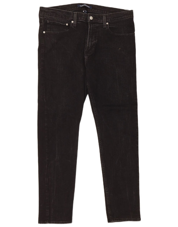 Calvin Klein Mens Jeans Slim W36 L32 Algodão Preto