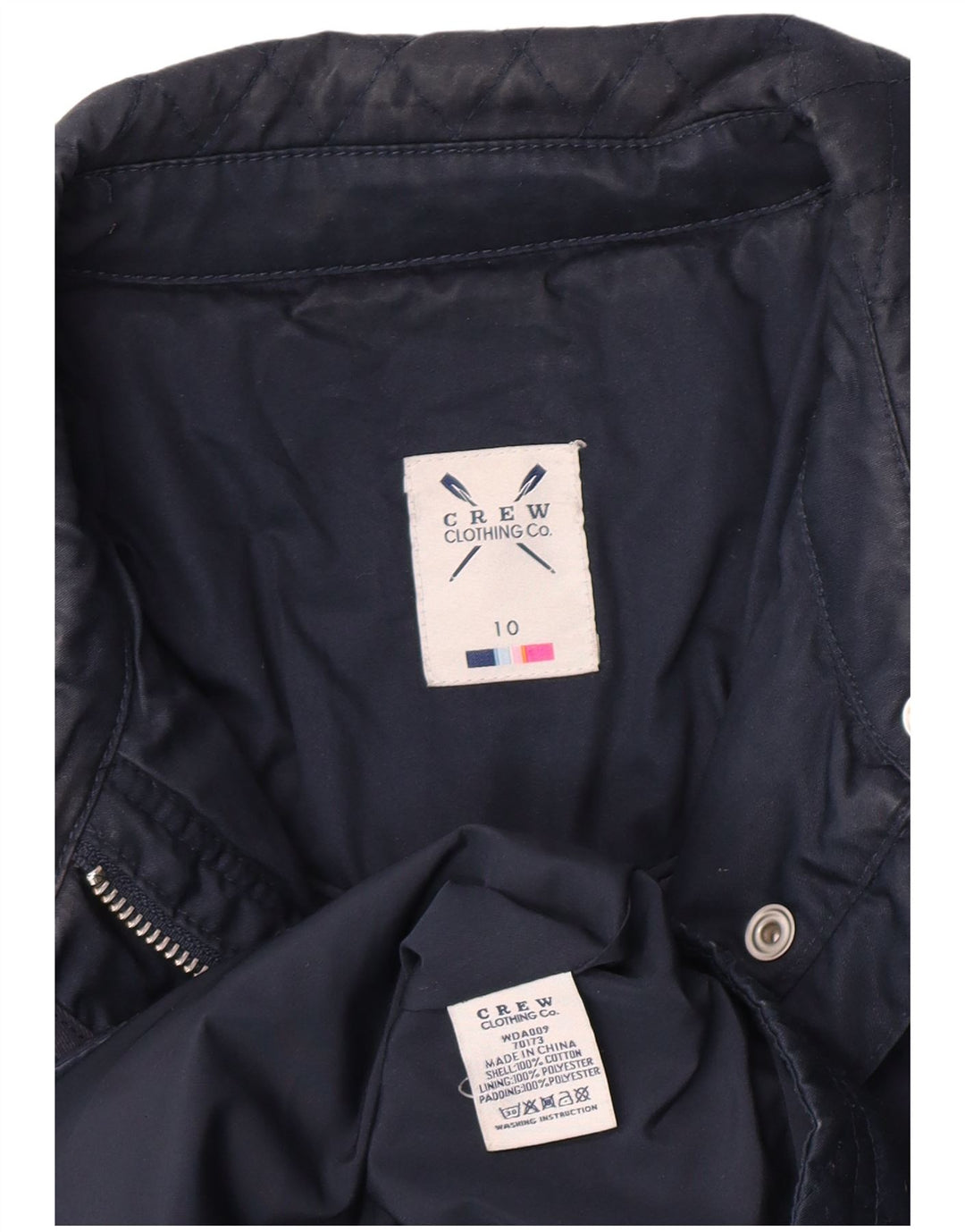 Jaqueta acolchoada feminina de ajuste regular da Crew Clothing UK 10 pequena azul marinho