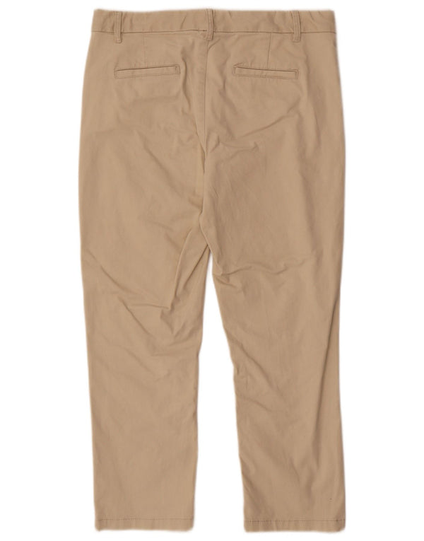 Calça cortada feminina Fat Face UK 12 médio W32 L24 algodão bege