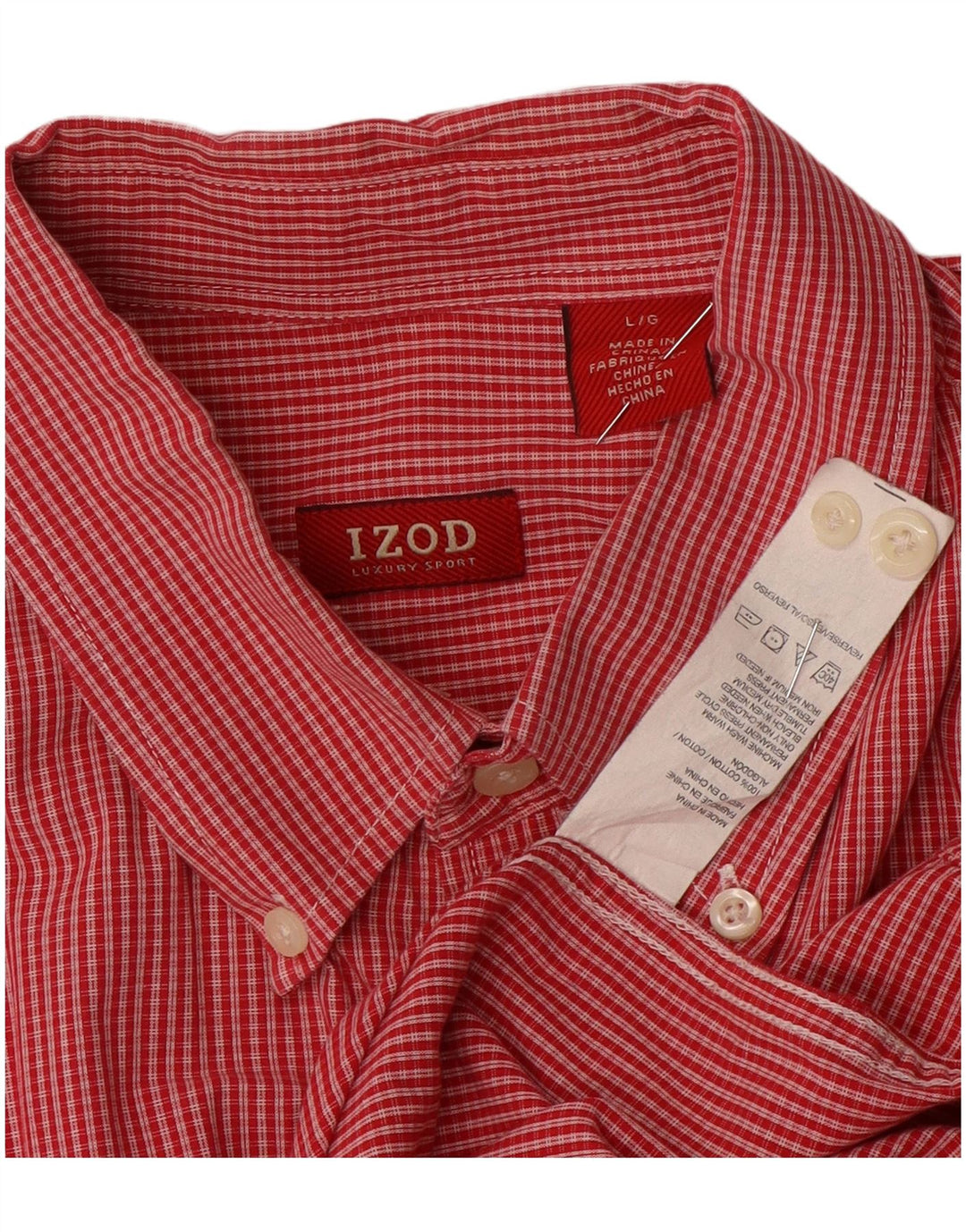 Camisa masculina IZOD grande algodão xadrez vermelho