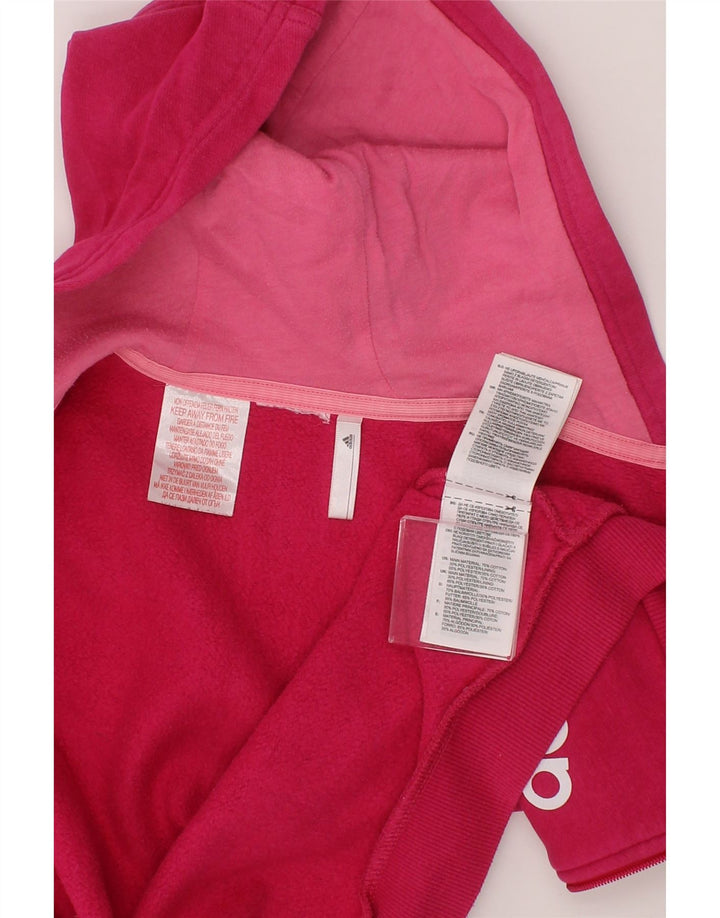 ADIDAS Girls Graphic Zip Hoodie Sweater 4-5 Years Pink Cotton Vintage Adidas and Second-Hand Adidas from Messina Hembry 