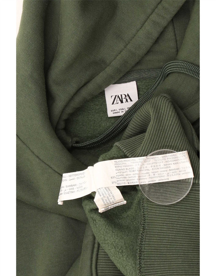 Zara moletom com capuz masculino grande algodão verde