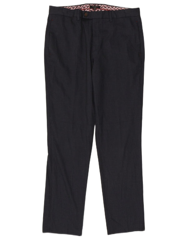 Calça masculina Ted Baker London Straight Suit W34 L31 Azul Marinho Poliéster