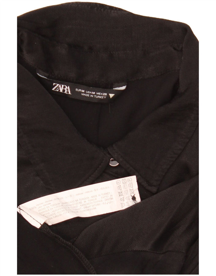 Blusa feminina Zara com manga curta e corte oversized Reino Unido 14 médio preto