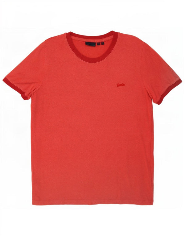 Camiseta feminina Superdry Top UK 10 pequeno algodão vermelho